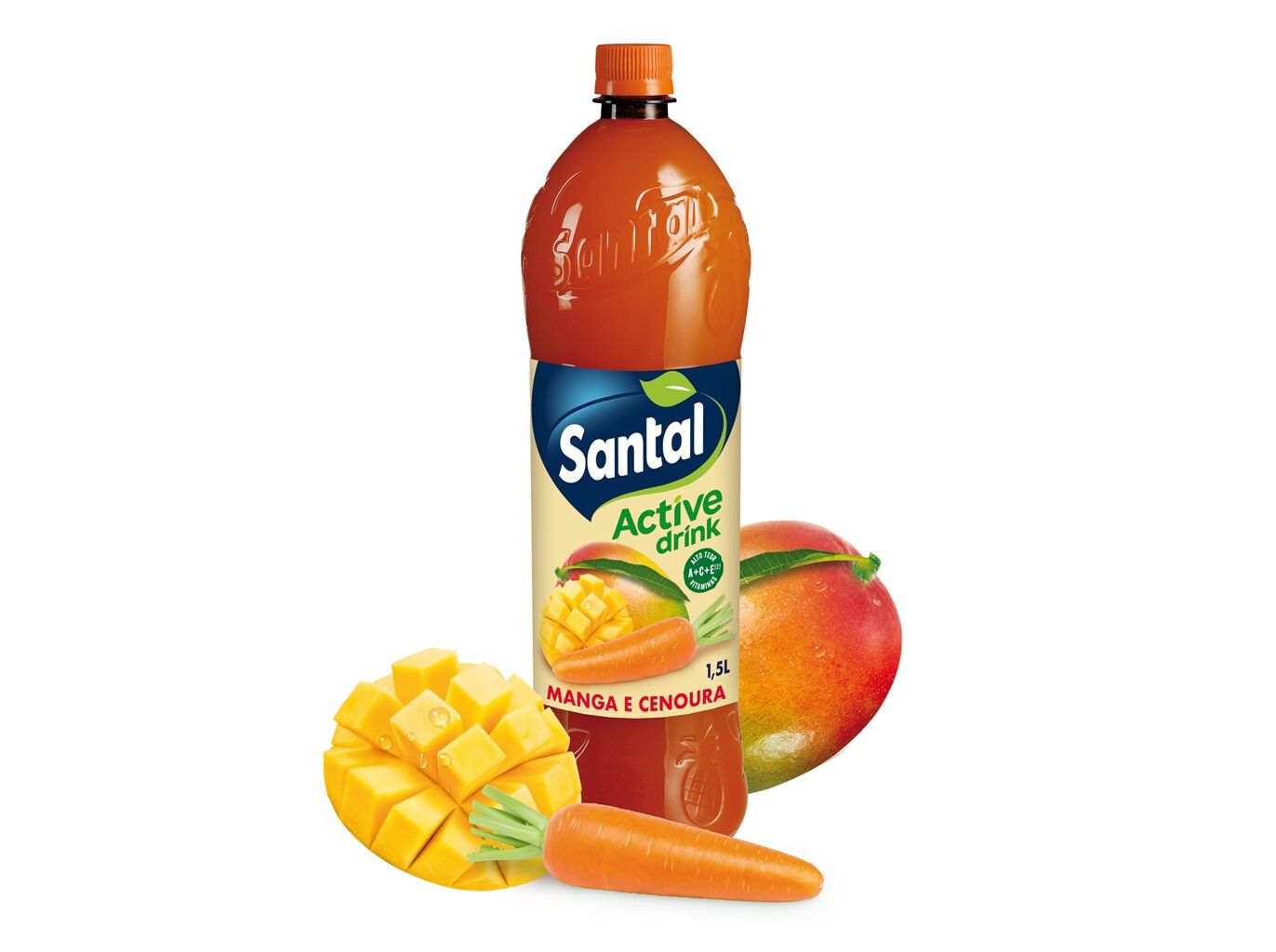 REFRIGERANTE SEM G&Aacute;S SANTAL ACTIVE DRINK MANGA E CENOURA 1.5L