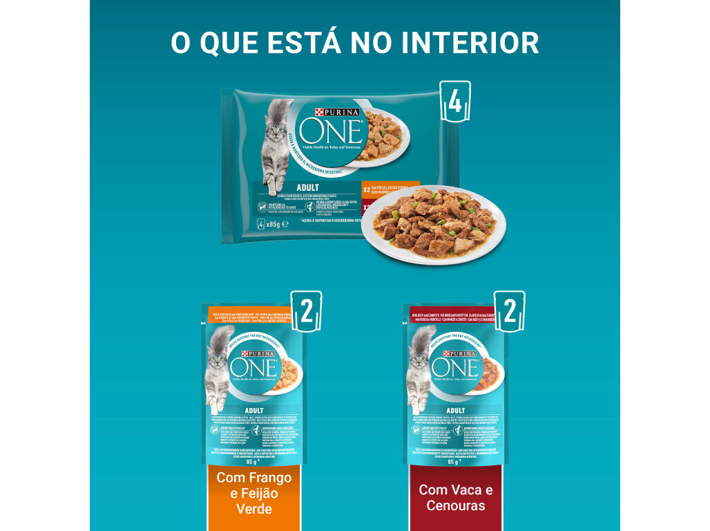 COMIDA H&Uacute;MIDA PARA GATO PURINA ONE ADULT 4X85G image number 1