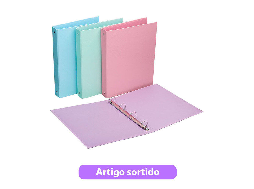 DOSSIER A4 4 ARGOLAS AUCHAN PASTEL 40MM CORES SORTIDAS