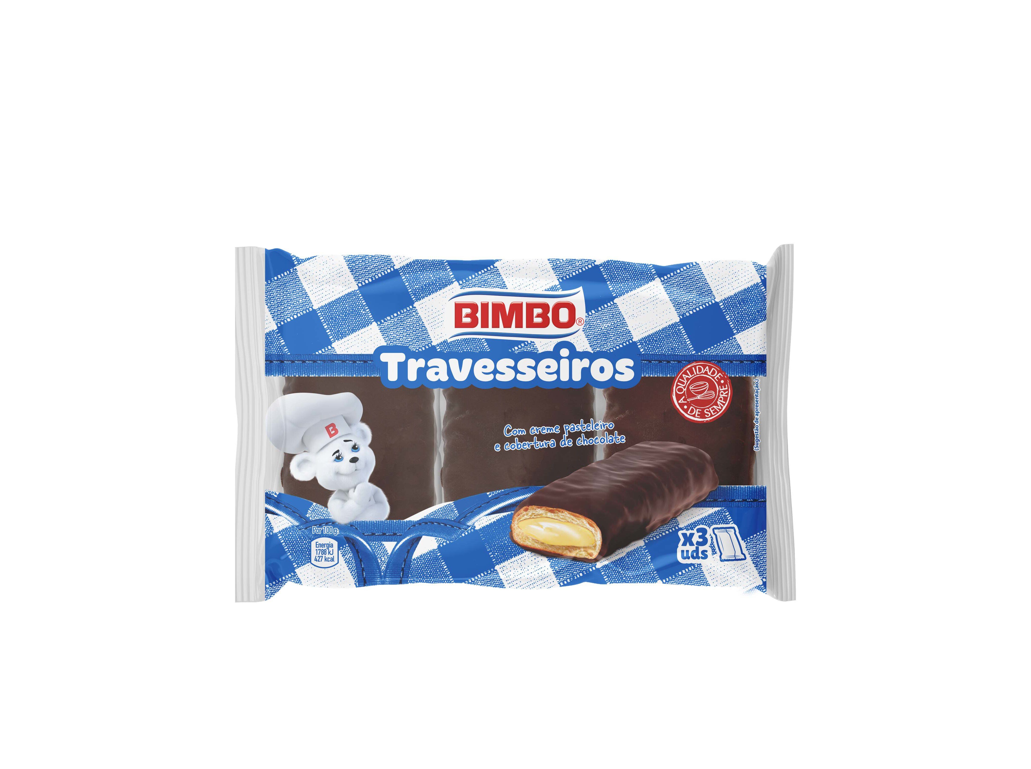 TRAVESSEIROS BIMBO CHOCOLATE 3 UN 195 G