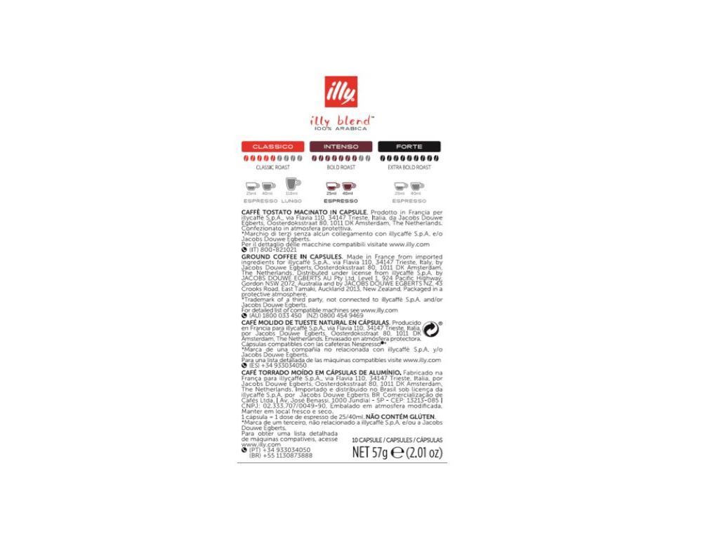 C&Aacute;PSULAS ILLY COMPAT&Iacute;VEL NESPRESSO CAF&Eacute; INTENSO 10UN image number 1