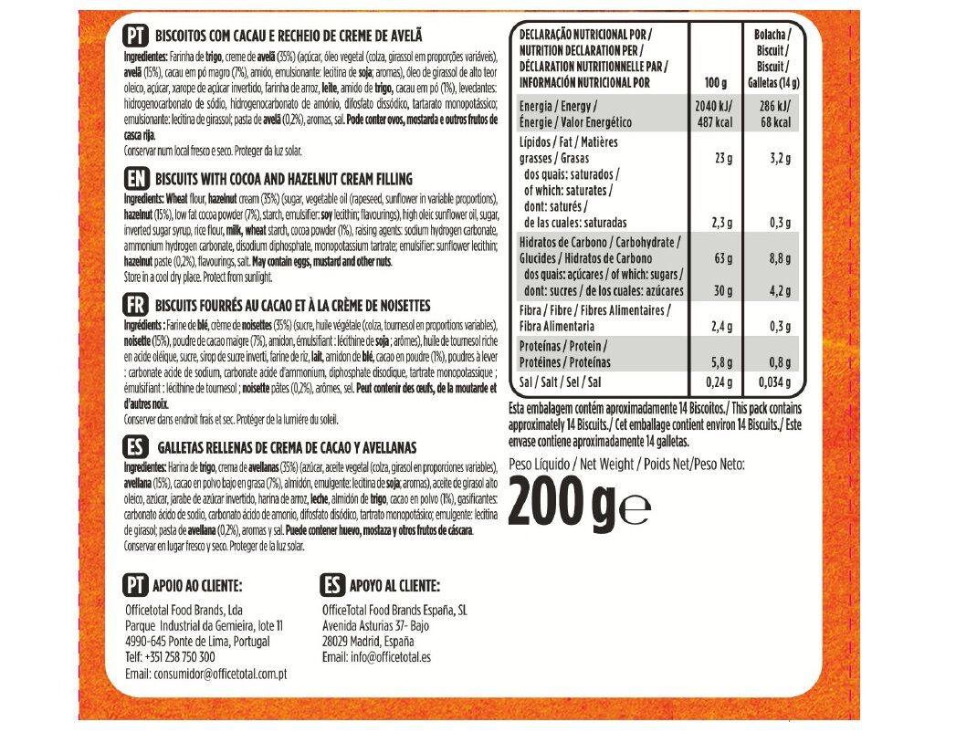 BOLACHAS RECHEADAS AURORA H!COOKIE 200G image number 1