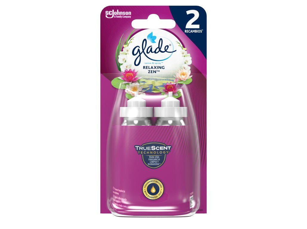 AMBIENTADOR GLADE SENSE & SPRAY RECARGA RELAXING ZEN 2X18ML
