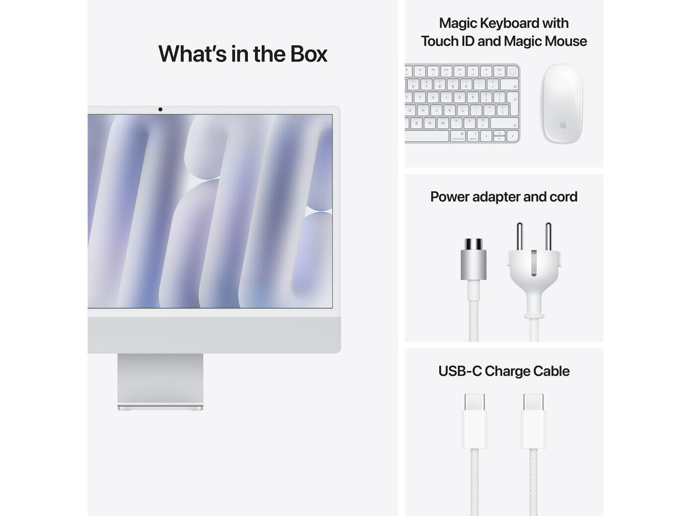 IMAC APPLE 23.5" 4.5K SILVER M4/GPU 10-CORE/24/512GB MCR24PO/A image number 3