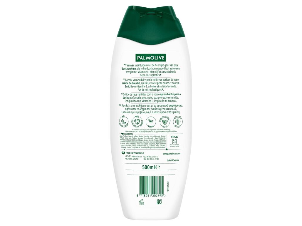 GEL DE BANHO PALMOLIVE NATURALS LEITE DE OLIVA 500ML image number 2