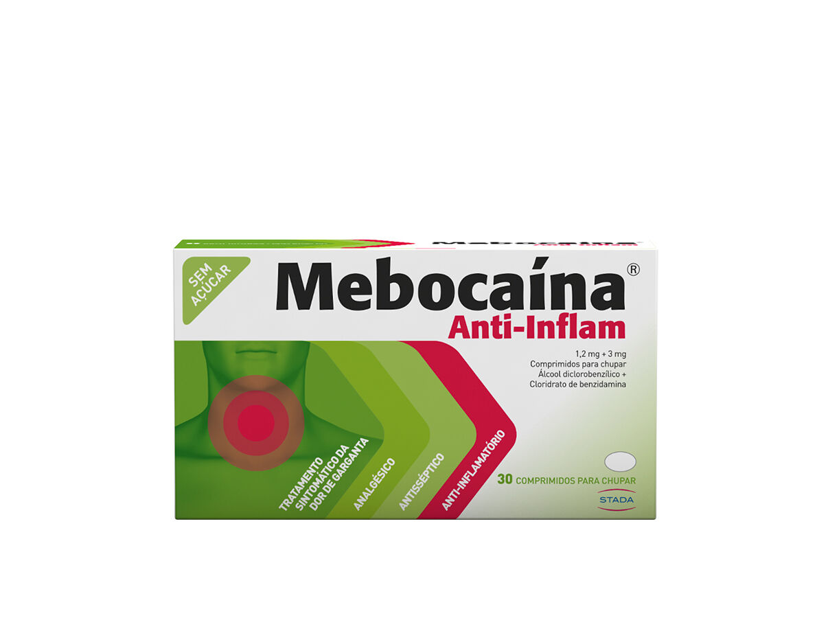 PASTILHAS MEBOCAINA ANTI-INFLAMAT&Oacute;RIAS 1.2MG+3MG 30UN