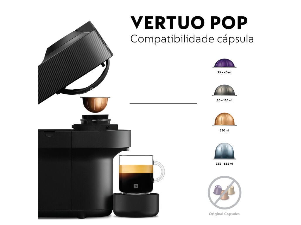 M&Aacute;QUINA DE CAF&Eacute; NESPRESSO DE'LONGHI VERTUO POP ENV90.B PRETA 0.6L 1260W image number 3