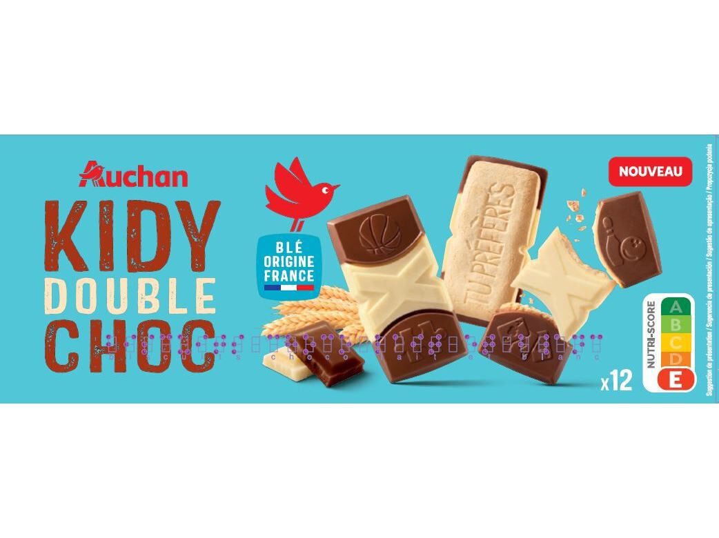 BOLACHA AUCHAN KIDY DOUBLE CHOC 12 UNI 150G image number 0