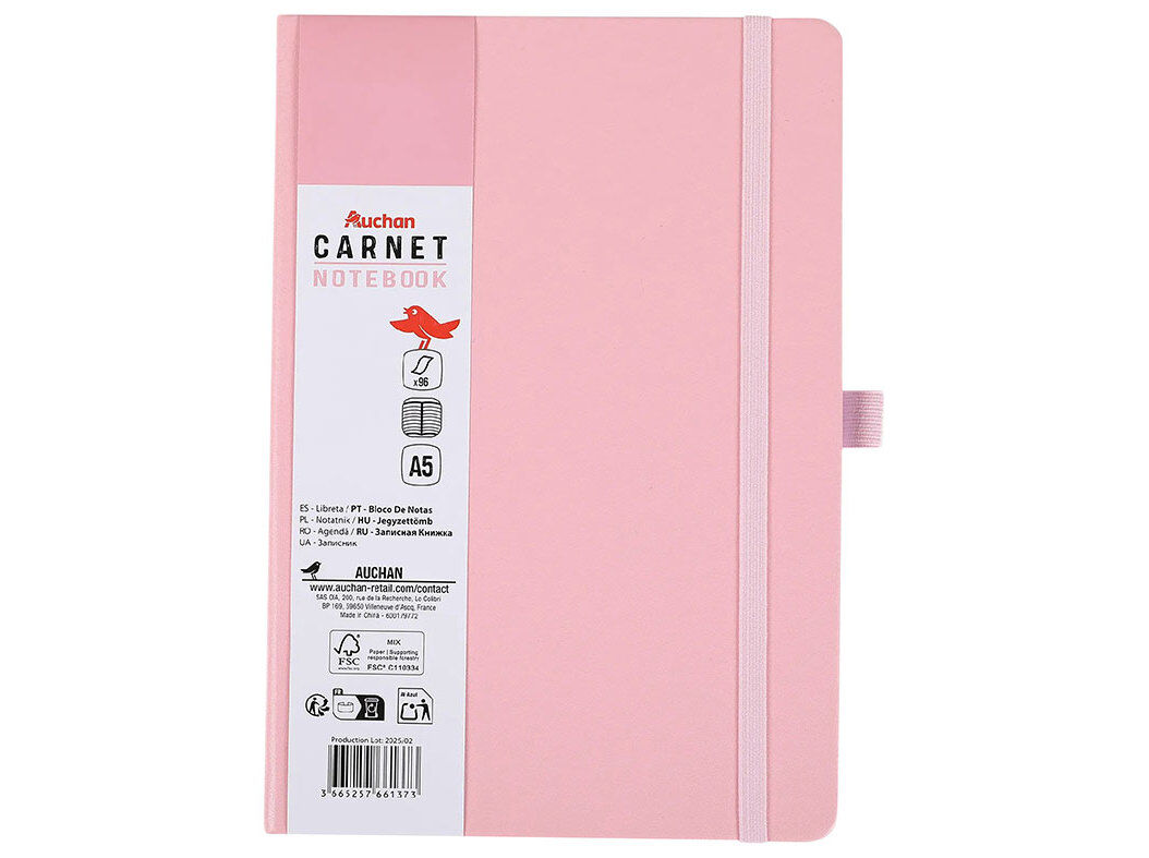 BLOCO DE NOTAS A5 LINHAS AUCHAN ROSA "YOUR LIFE" image number 0