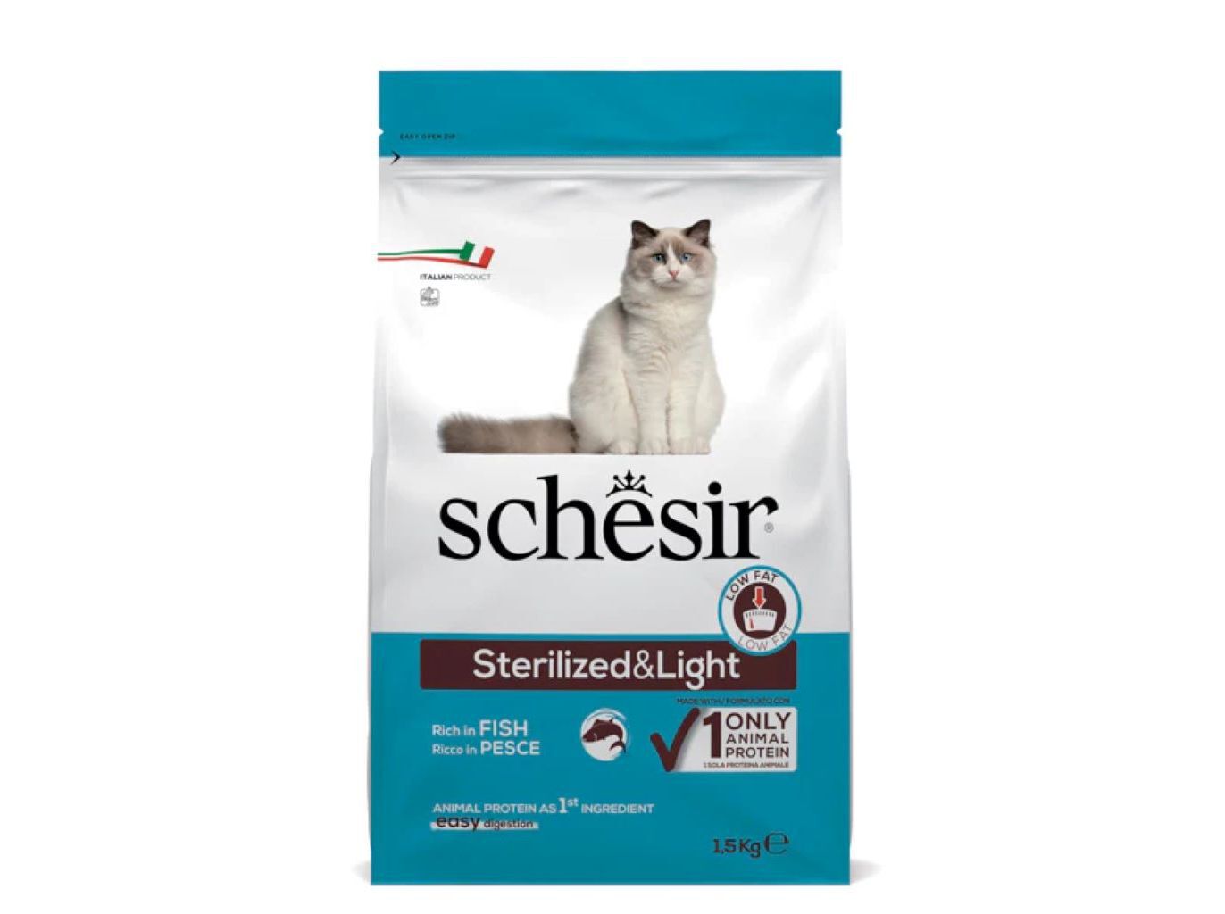 RA&Ccedil;&Atilde;O PARA GATO SCHESIR ESTERILIZADO PEIXE 1.5KG image number 0