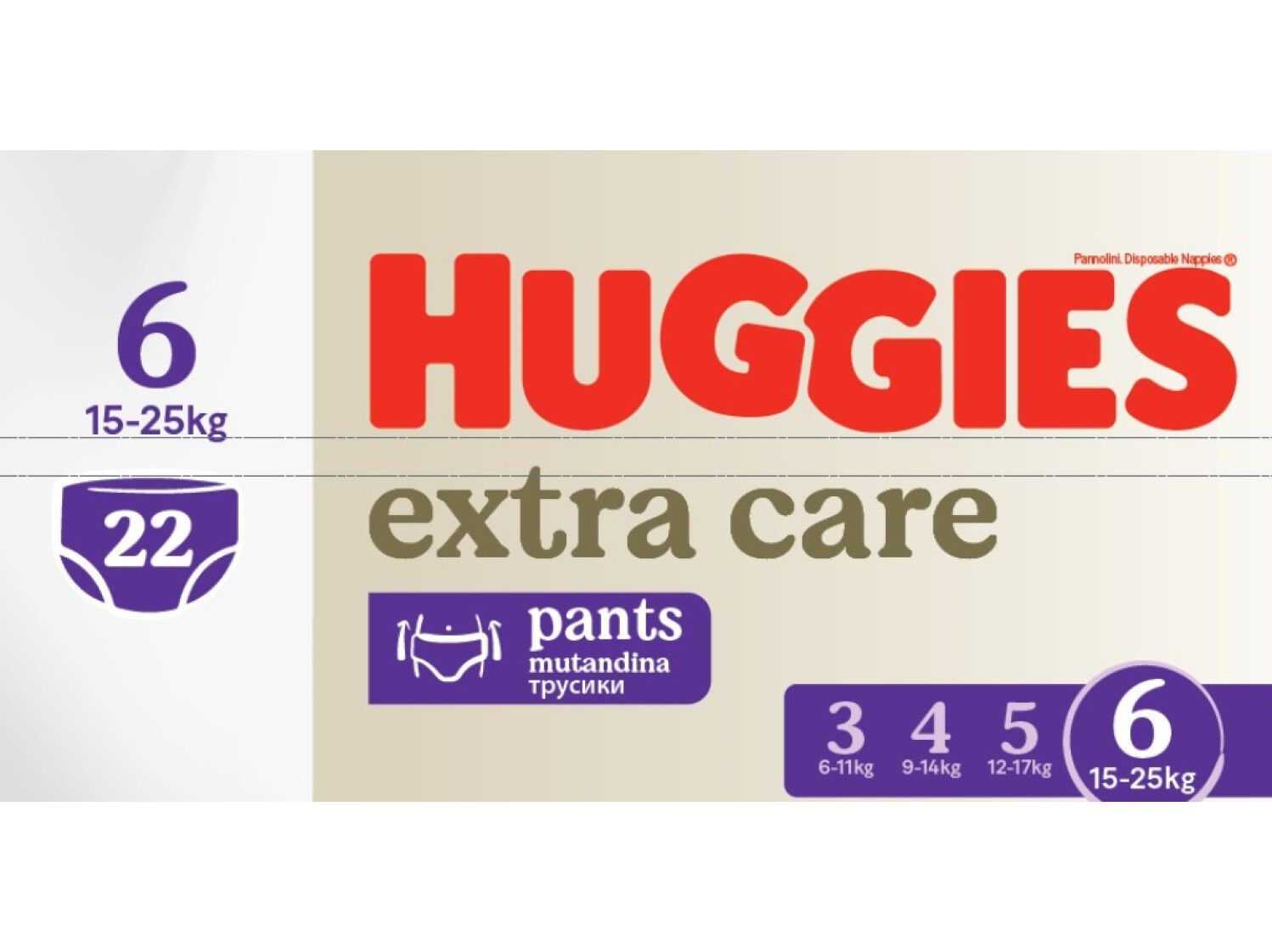 FRALDA CUECA HUGGIES T6 15-25KG 22UN image number 1