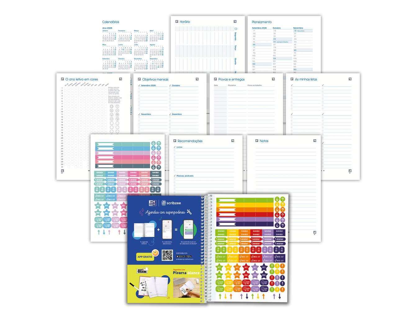 AGENDA ESCOLAR OXFORD LIVE&GO 2026/2027 CORES SORTIDAS image number 1