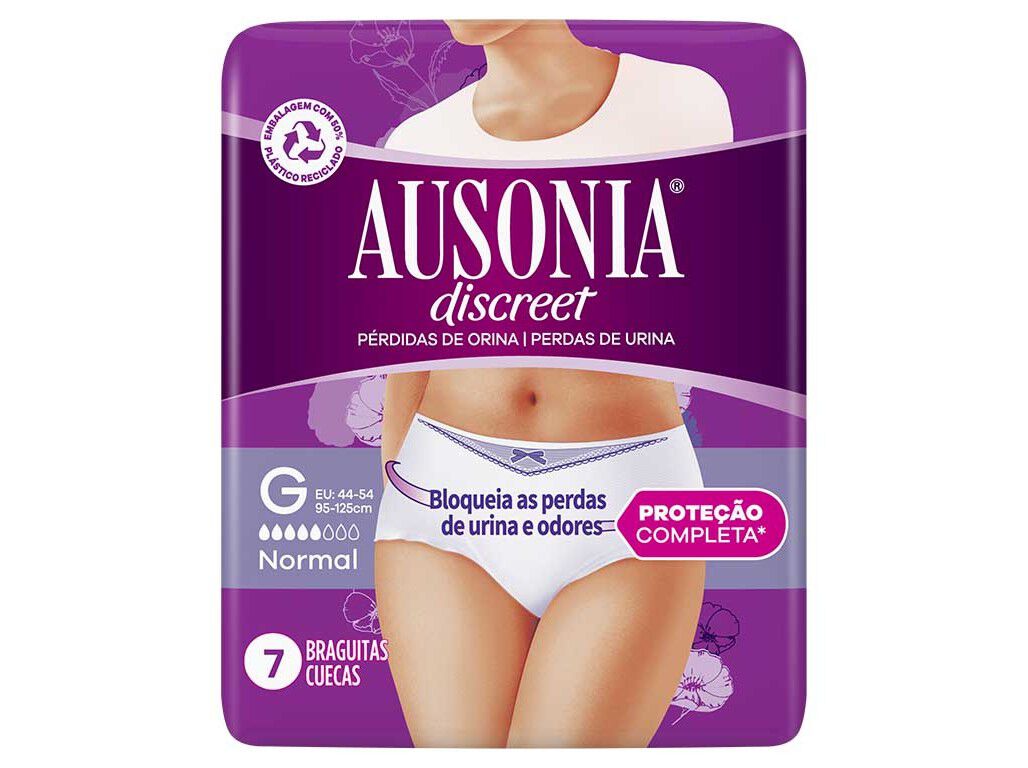 CUECAS INCONTIN&Ecirc;NCIA CINTURA BAIXA NORMAL TAMANHO GRANDE AUSONIA DISCREET 7 UN image number 1
