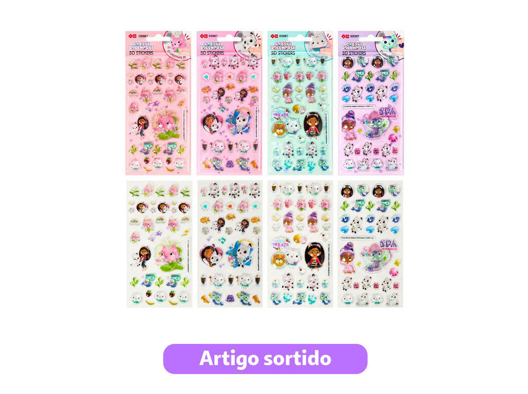 PACK AUTOCOLANTES GABBY 3D MODELOS SORTIDOS
