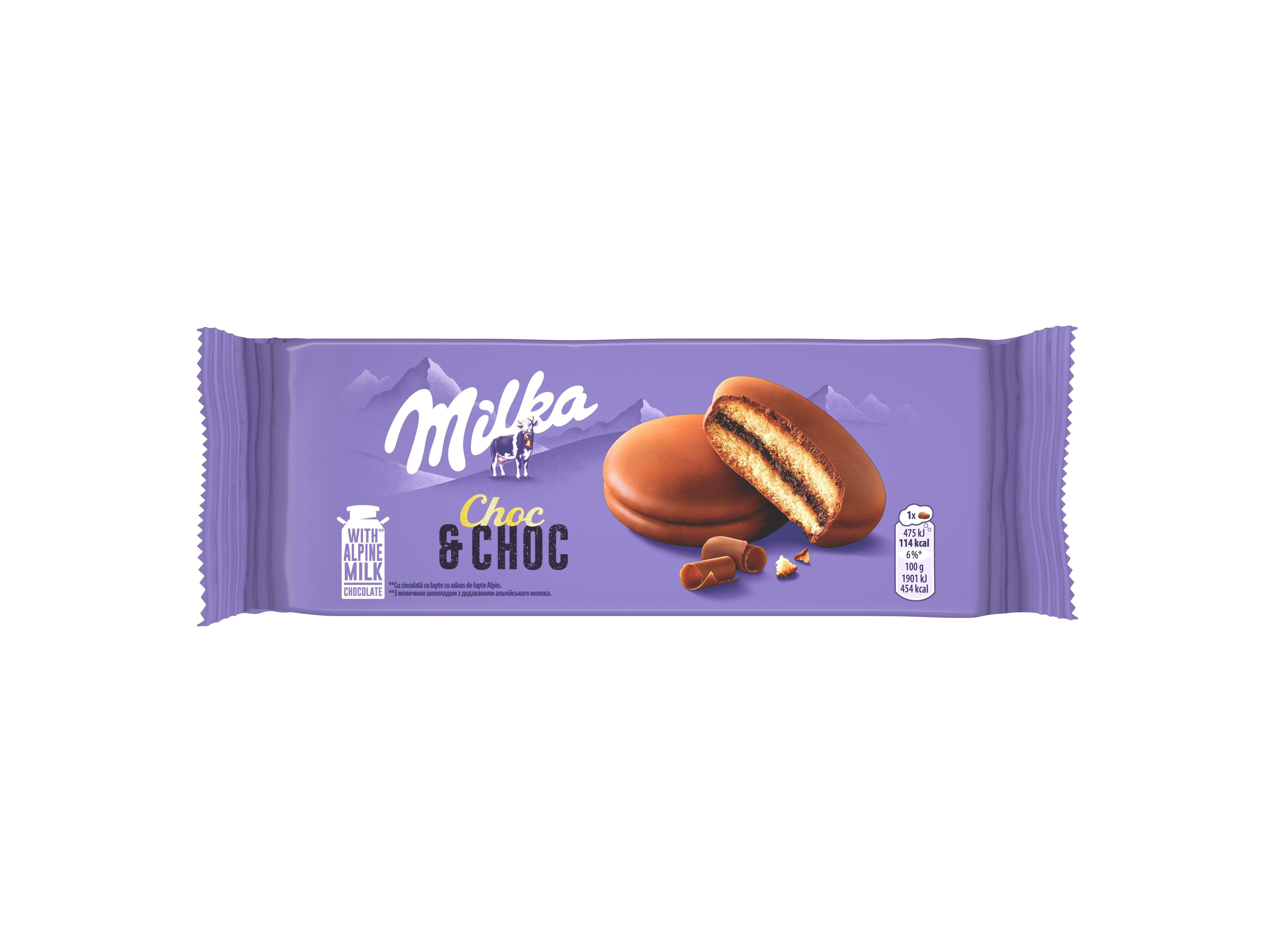 BOLACHA RECHEADA MILKA CHOC & CHOC 150G image number 0