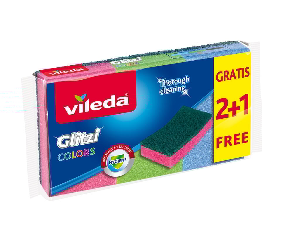 ESFREG&Otilde;ES VILEDA ESPONJA GLITZI COLORS 2UN+1UN