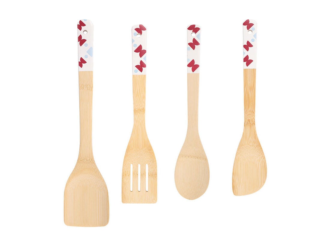 CONJUNTO DE 4 UTENS&Iacute;LIOS DE COZINHA ACTUEL EM MADEIRA COM CABO