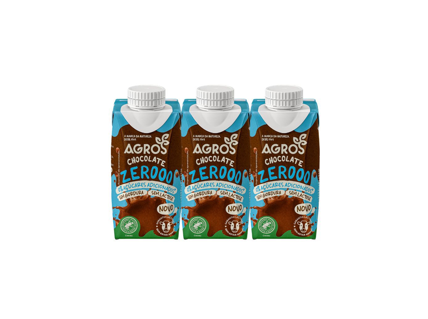 LEITE UHT SEM LACTOSE AGROS ZERO CHOCOLATE 3X200ML image number 1