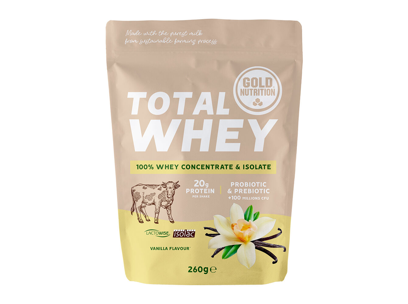 PROTE&Iacute;NA GOLDNUTRITION TOTAL WHEY BAUNILHA 260G