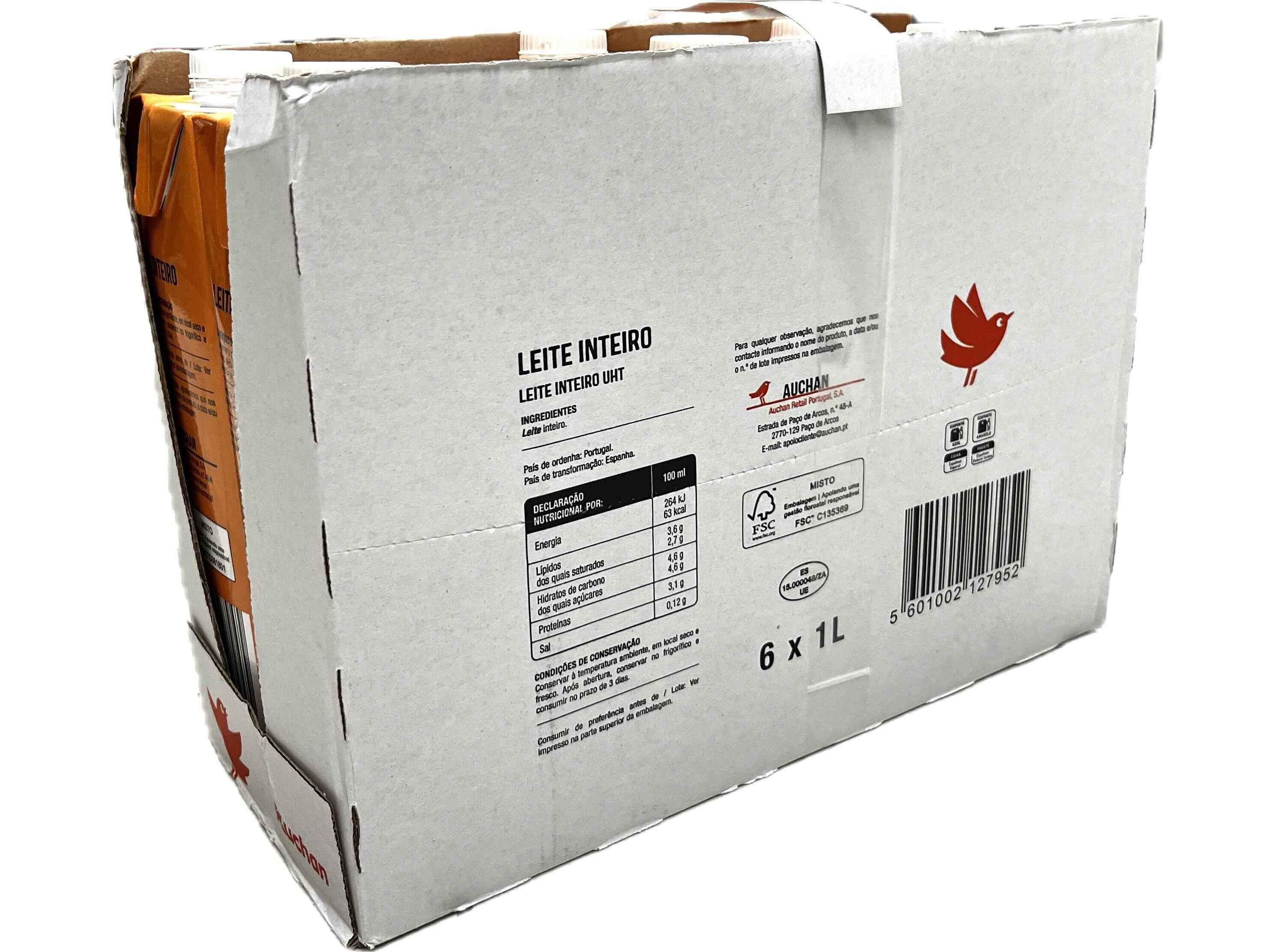 LEITE UHT INTEIRO AUCHAN 6X1L image number 0