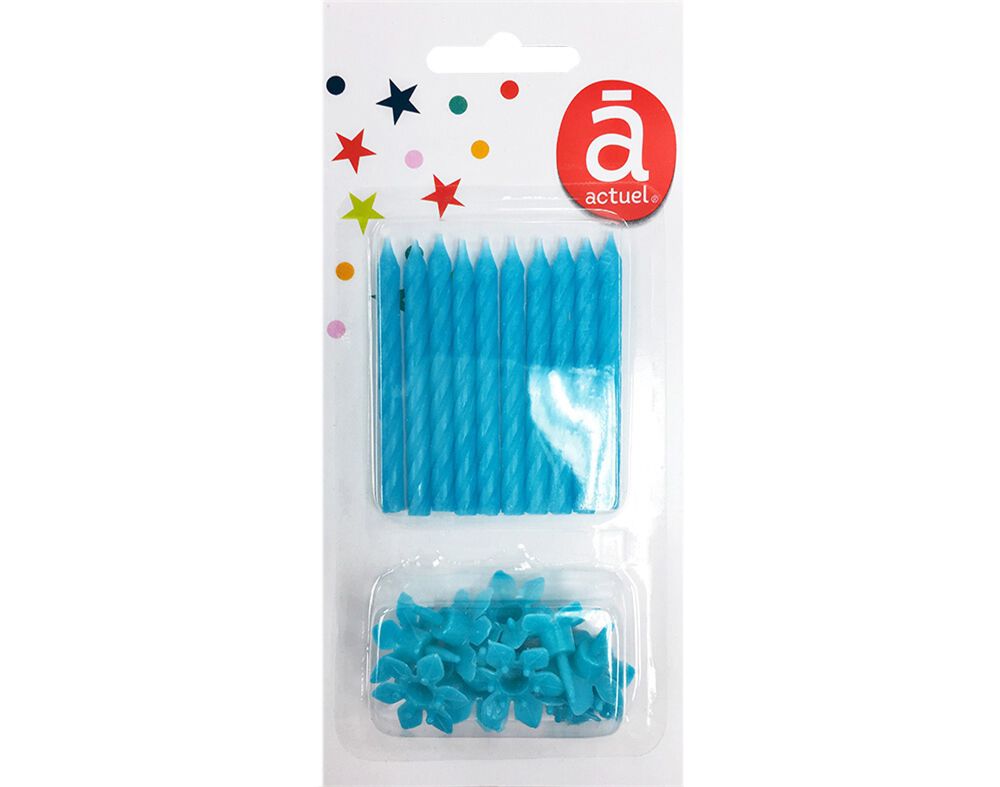 VELAS DE ANIVERS&Aacute;RIO ACTUEL AZUL PACK 10 UNIDADES