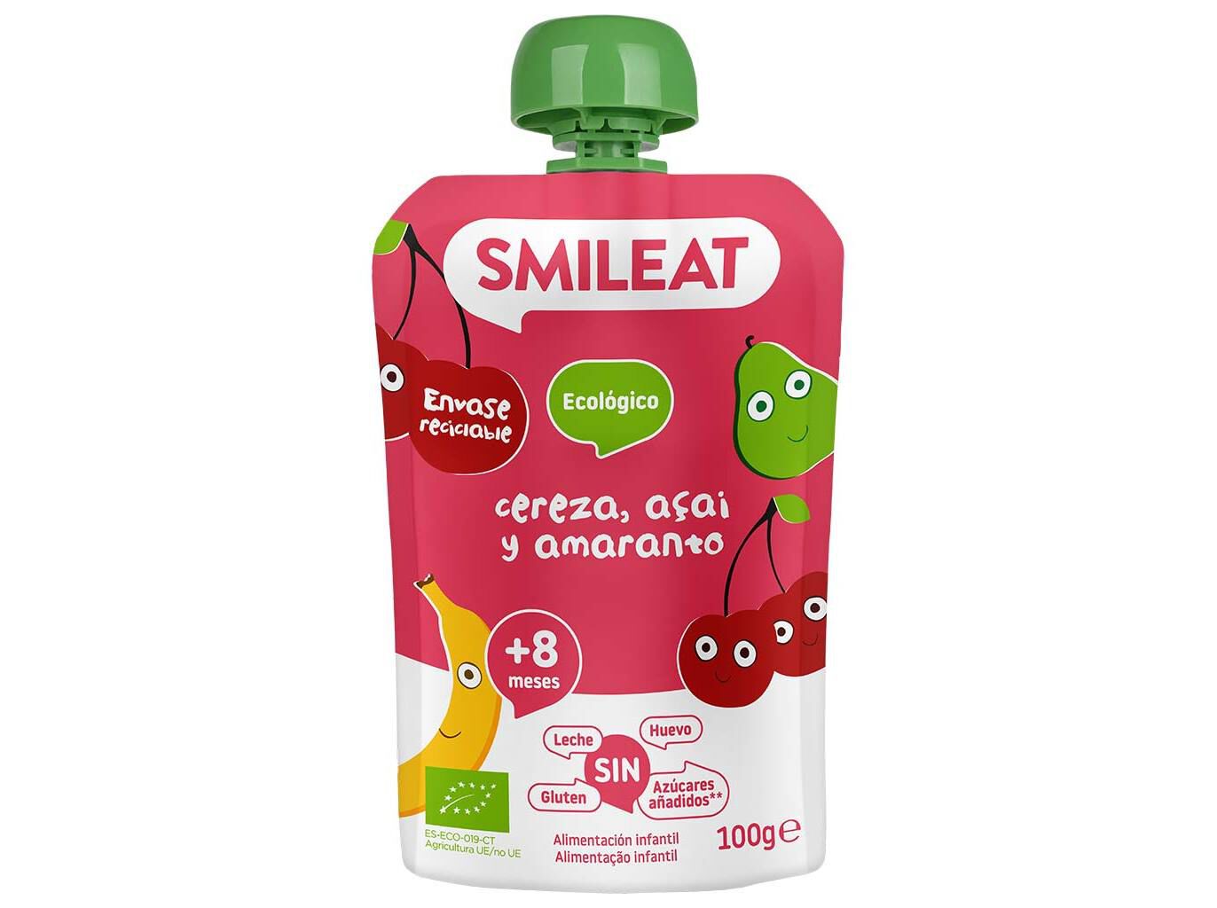 SAQUETA FRUTA SMILEAT BIO CEREJA A&Ccedil;A&Iacute; AMARANTO 100G image number 0