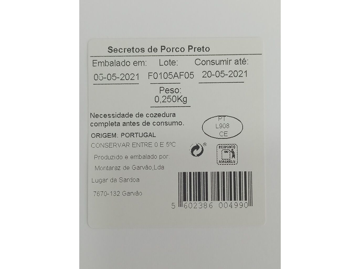 SECRETOS DE PORCO PRETO AUCHAN CULTIVAMOS O BOM 250GR image number 1