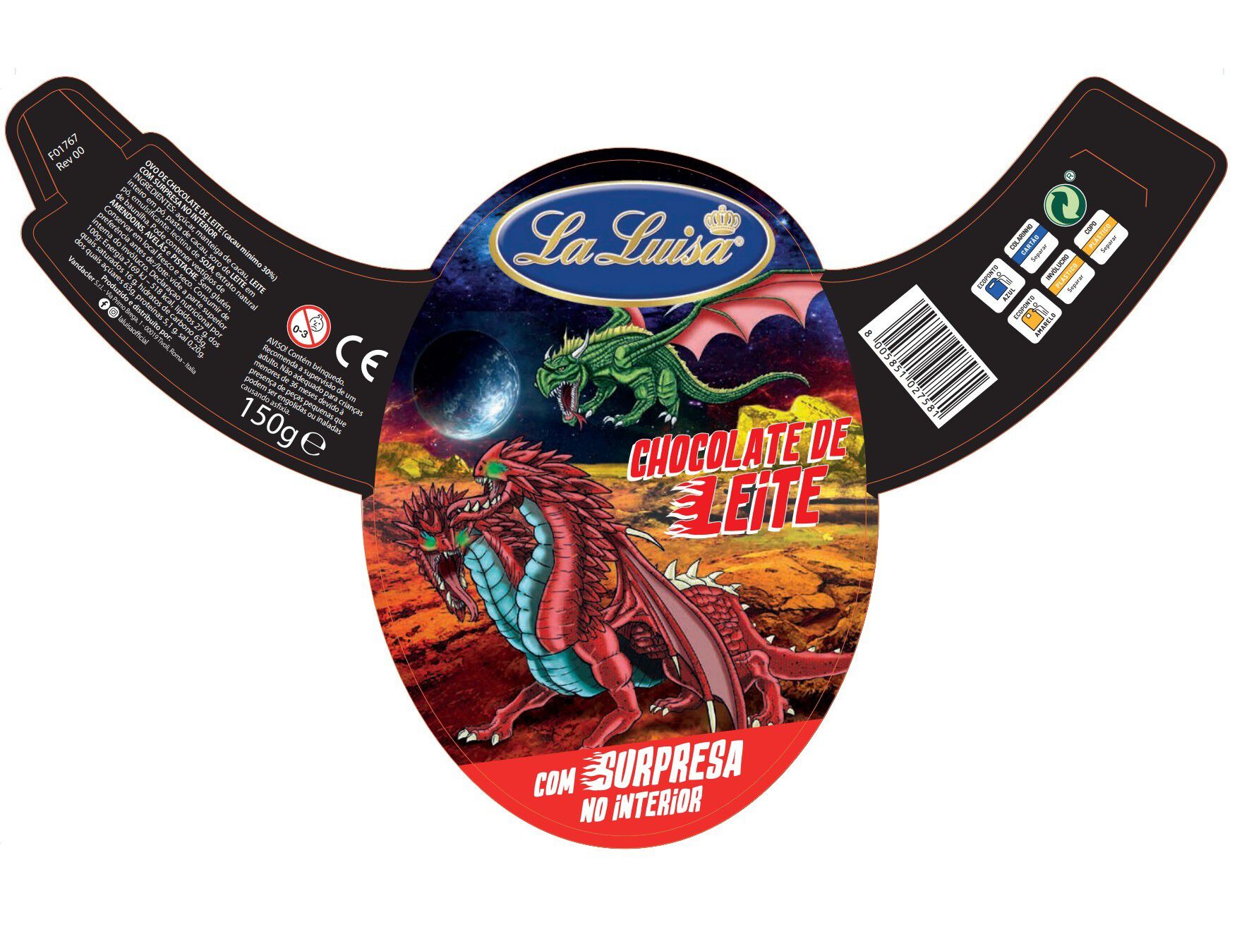 OVO DE CHOCOLATE LA LUISA DRAGON COM SURPRESA 150G image number 1
