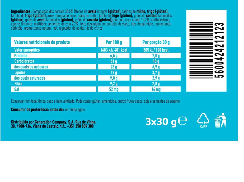 BARRA PROTE&Iacute;NA BA! COCO E CHIA SUGAR FREE 40GX3 image number 1