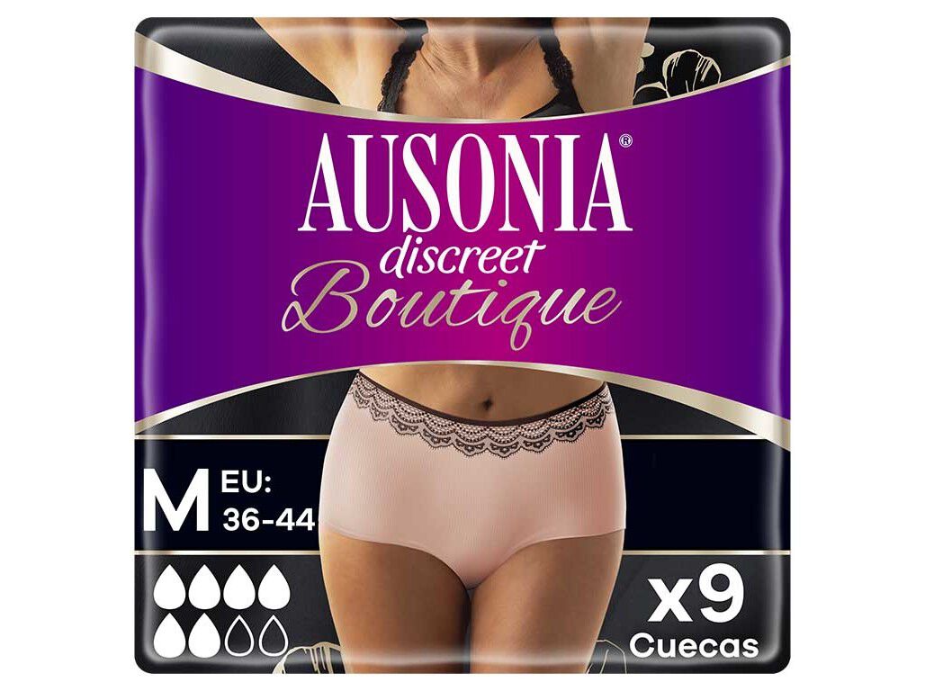 CUECAS INCONTIN&Ecirc;NCIA BOUTIQUE PLUS TAMANHO M&Eacute;DIO BEGE AUSONIA DISCREET 9 UN