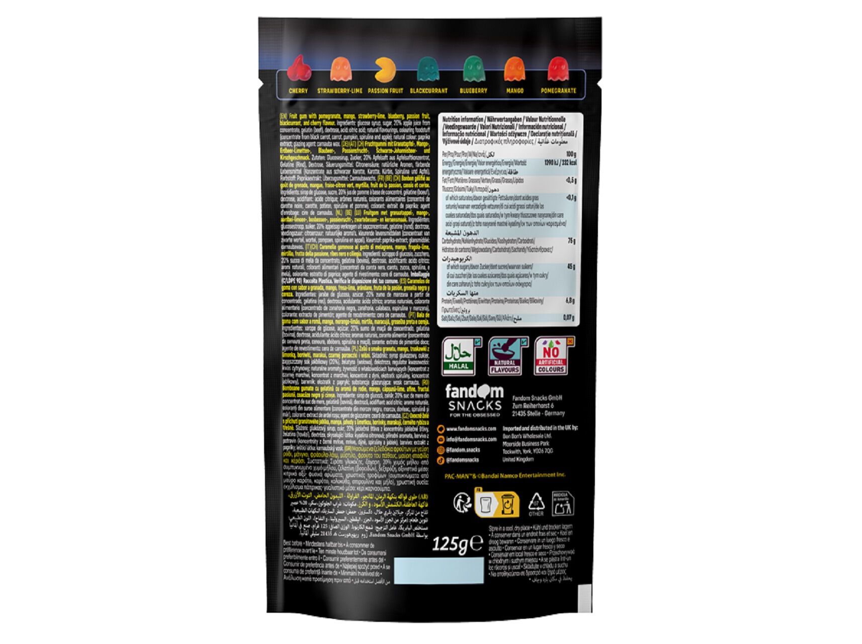 GOMAS PAC-MAN GUMMIES NATURAL FRUIT FLAVOURS 125G image number 1