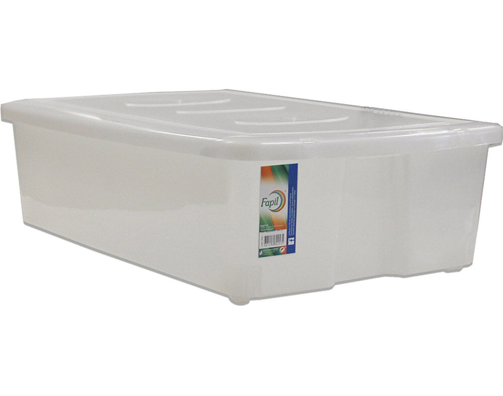 CAIXA DE ARRUMA&Ccedil;&Atilde;O COM TAMPA E RODAS FAPIL TRANSPARENTE 30L 60X40X18CM