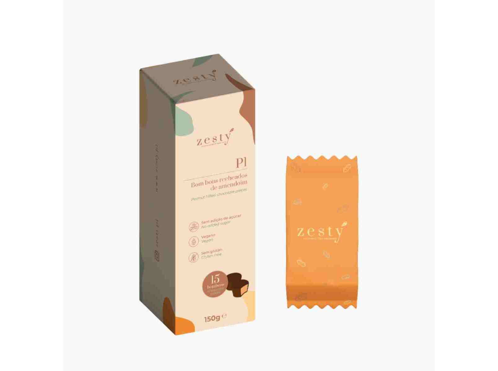 BOMBONS ZESTY CREME AMENDOIM SEM A&Ccedil;&Uacute;CAR 150G