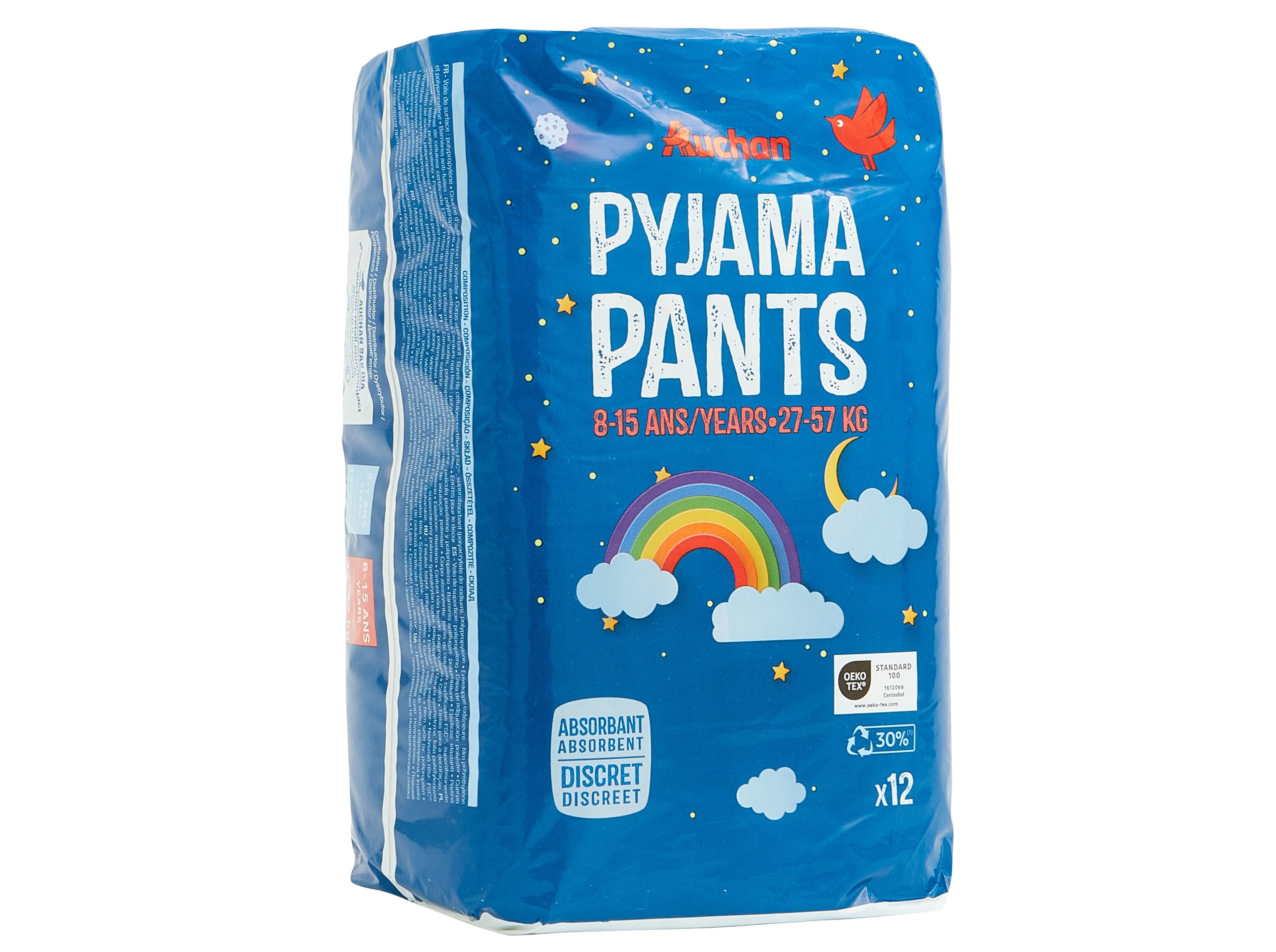 CUECAS NOITE AUCHAN PYJAMA PANTS 8-15 ANOS 27-57KG 12UN image number 2
