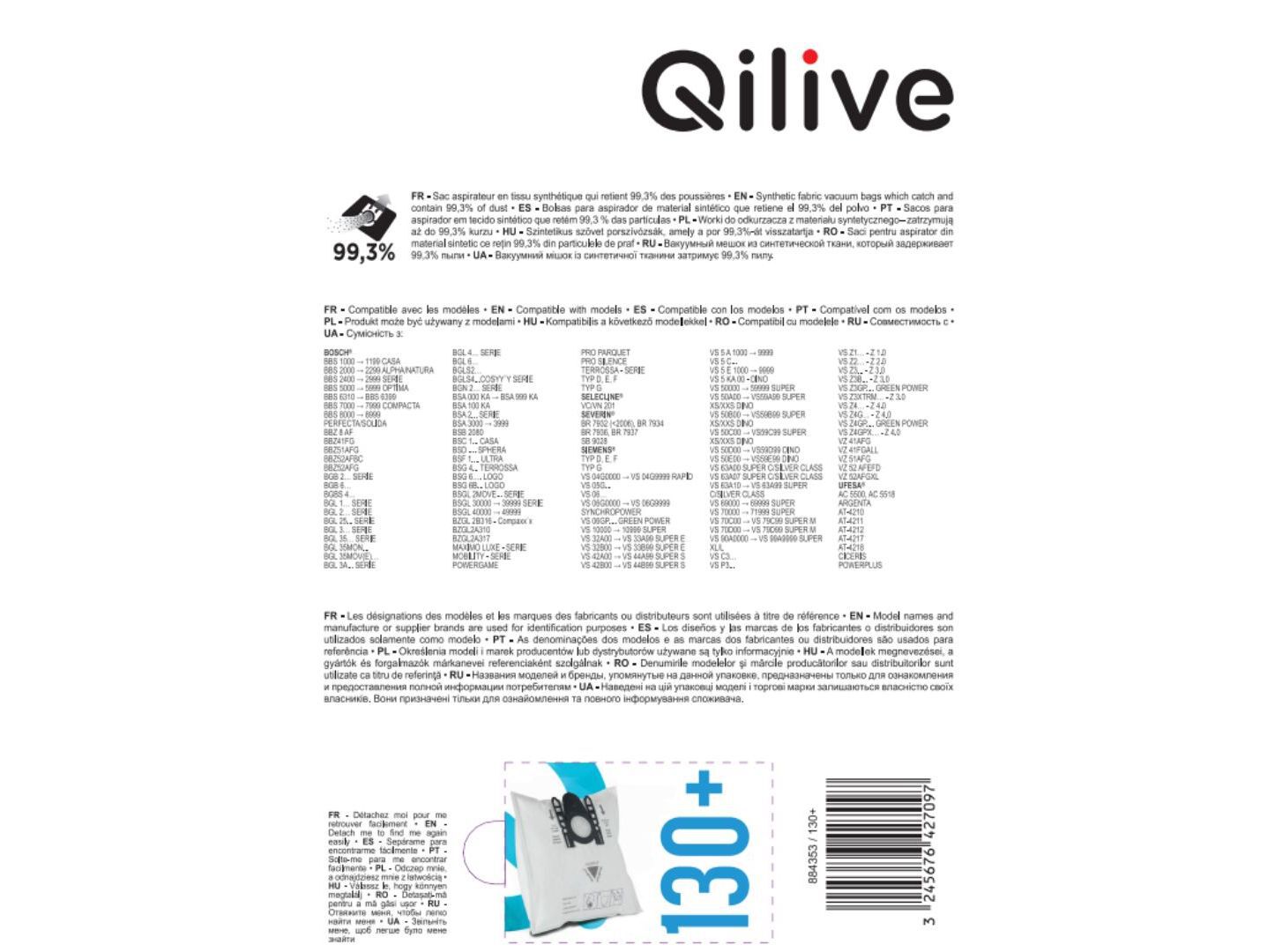 SACOS DE ASPIRADOR QILIVE 130+ PACK 4 image number 1