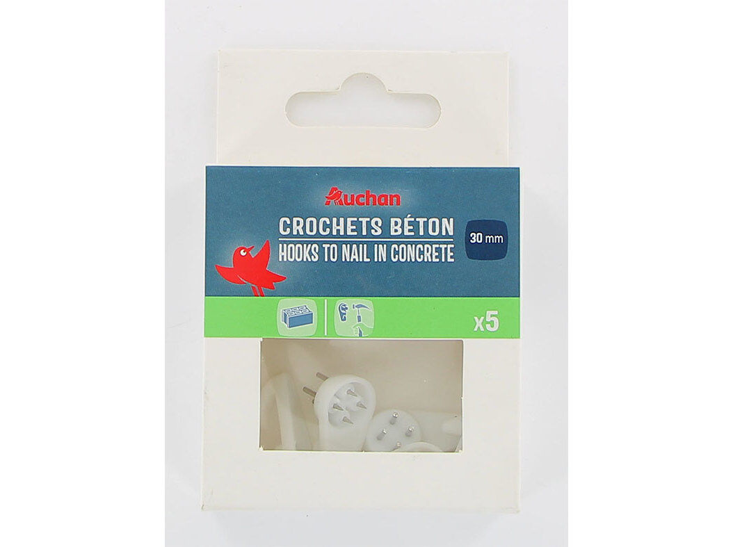 GANCHOS PARA BET&Atilde;O AUCHAN 5 PE&Ccedil;AS 30MM image number 0