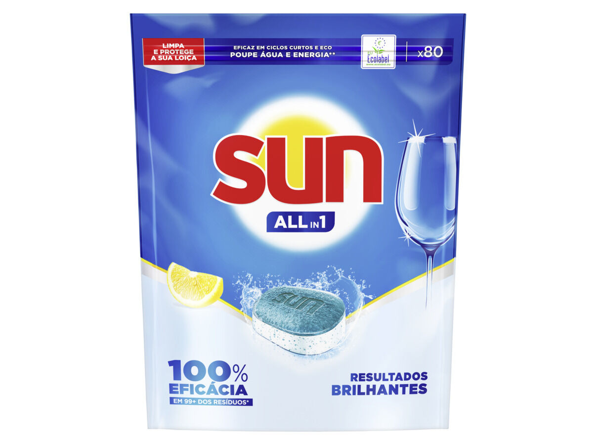 DETERGENTE LOI&Ccedil;A M&Aacute;QUINA SUN ALL IN ONE LIM&Atilde;O 80PASTILHAS