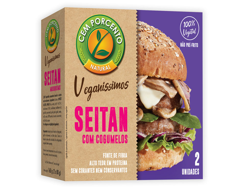 HAMBURGUER CEM PORCENTO VEGAN&Iacute;SSIMO COGUMELOS 160G image number 0