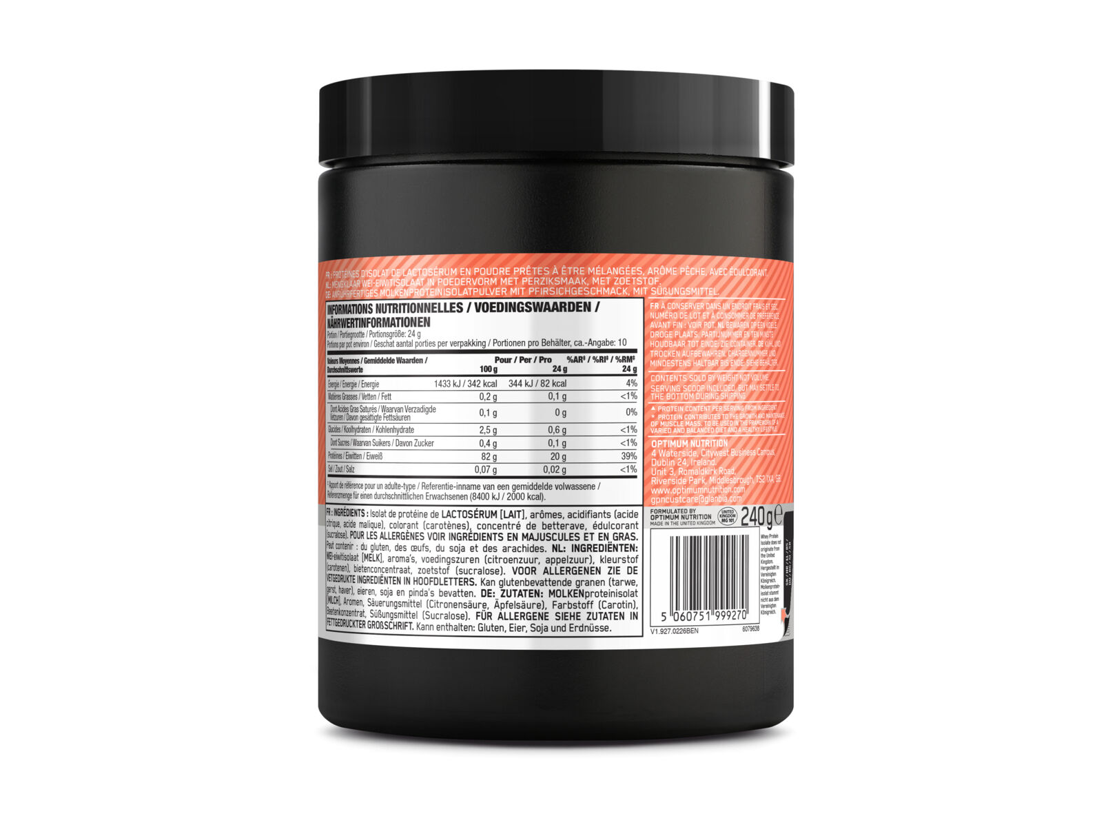 PROTEINA WHEY OPTIMUM NUTRITION PESSEGO 240G image number 1