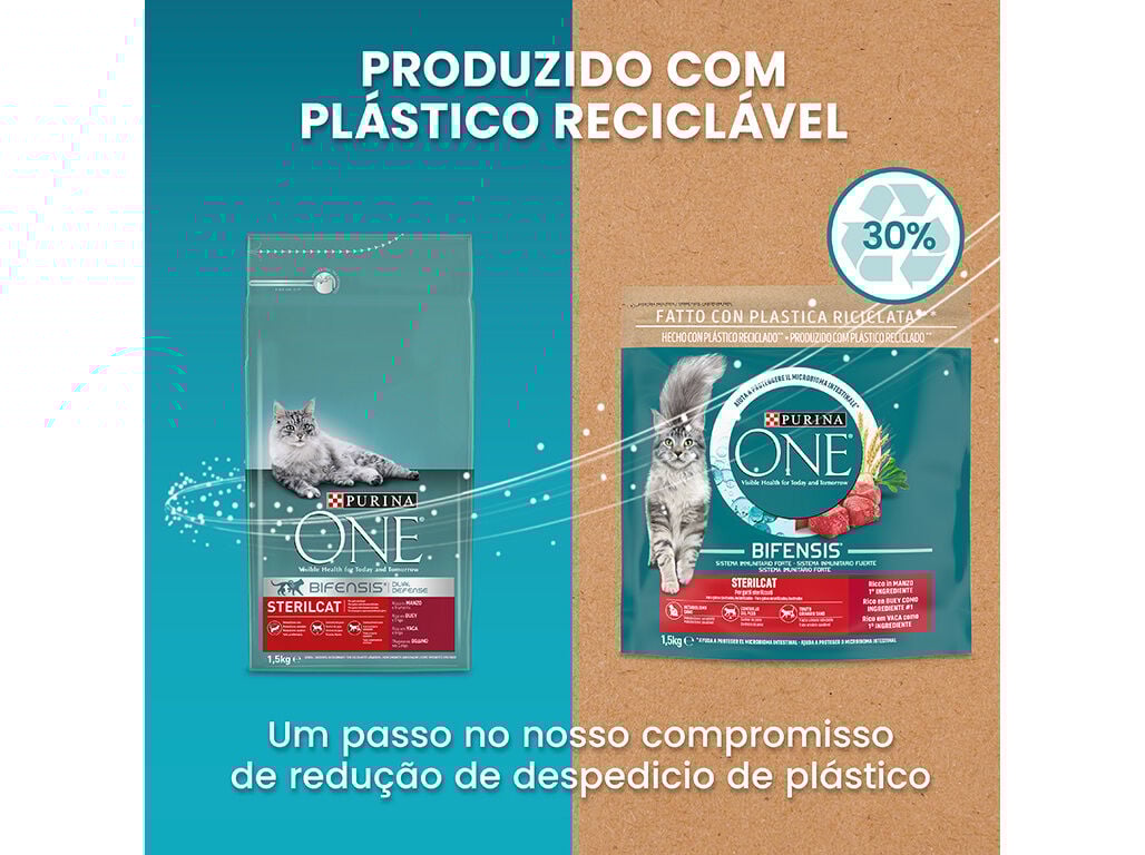 RA&Ccedil;&Atilde;O PARA GATO PURINA ONE ESTERILIZADO COM VACA 2.8KG image number 6