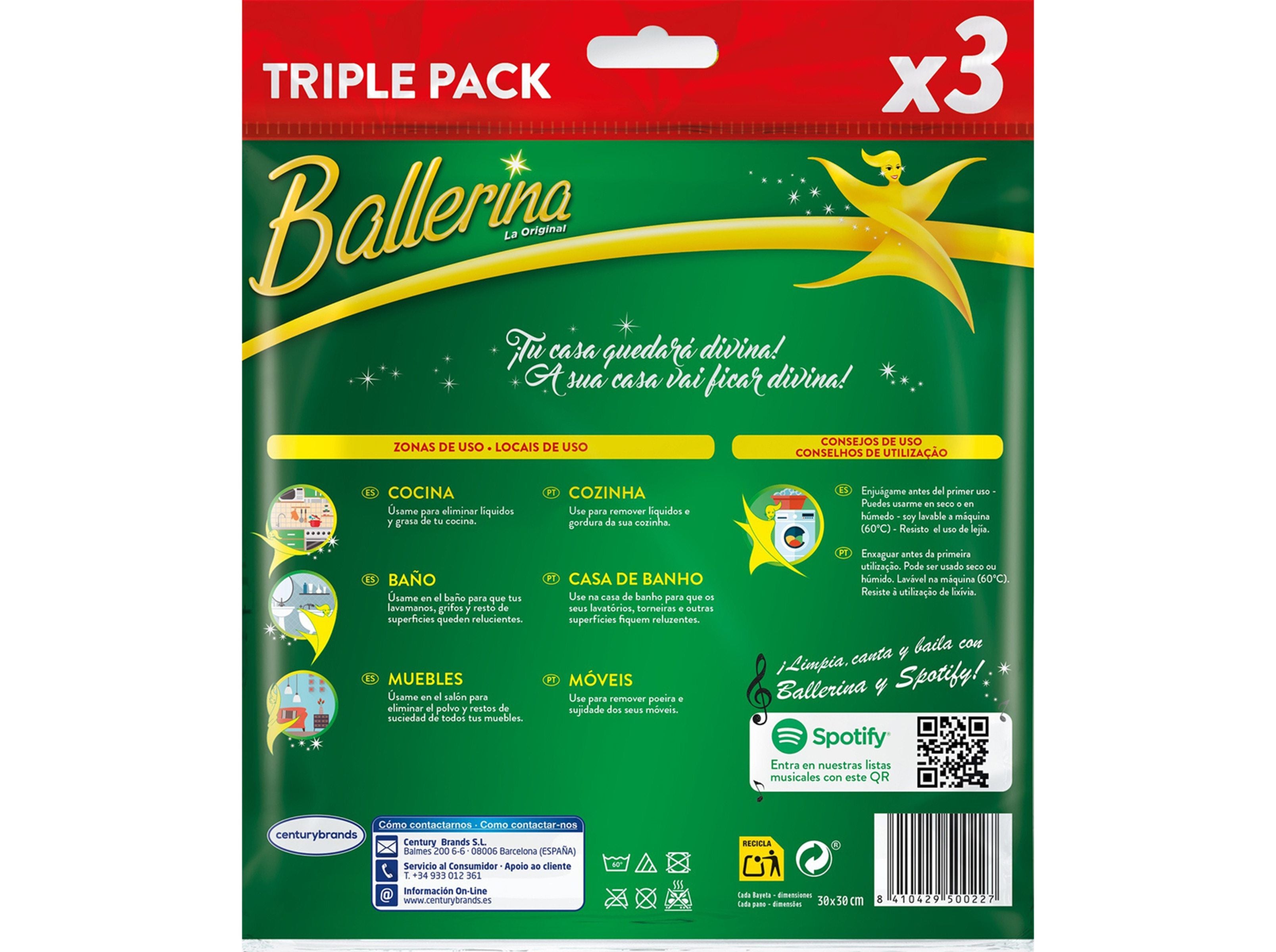 PANO BALLERINA MICROFIBRAS FLORES PACK 3 image number 1