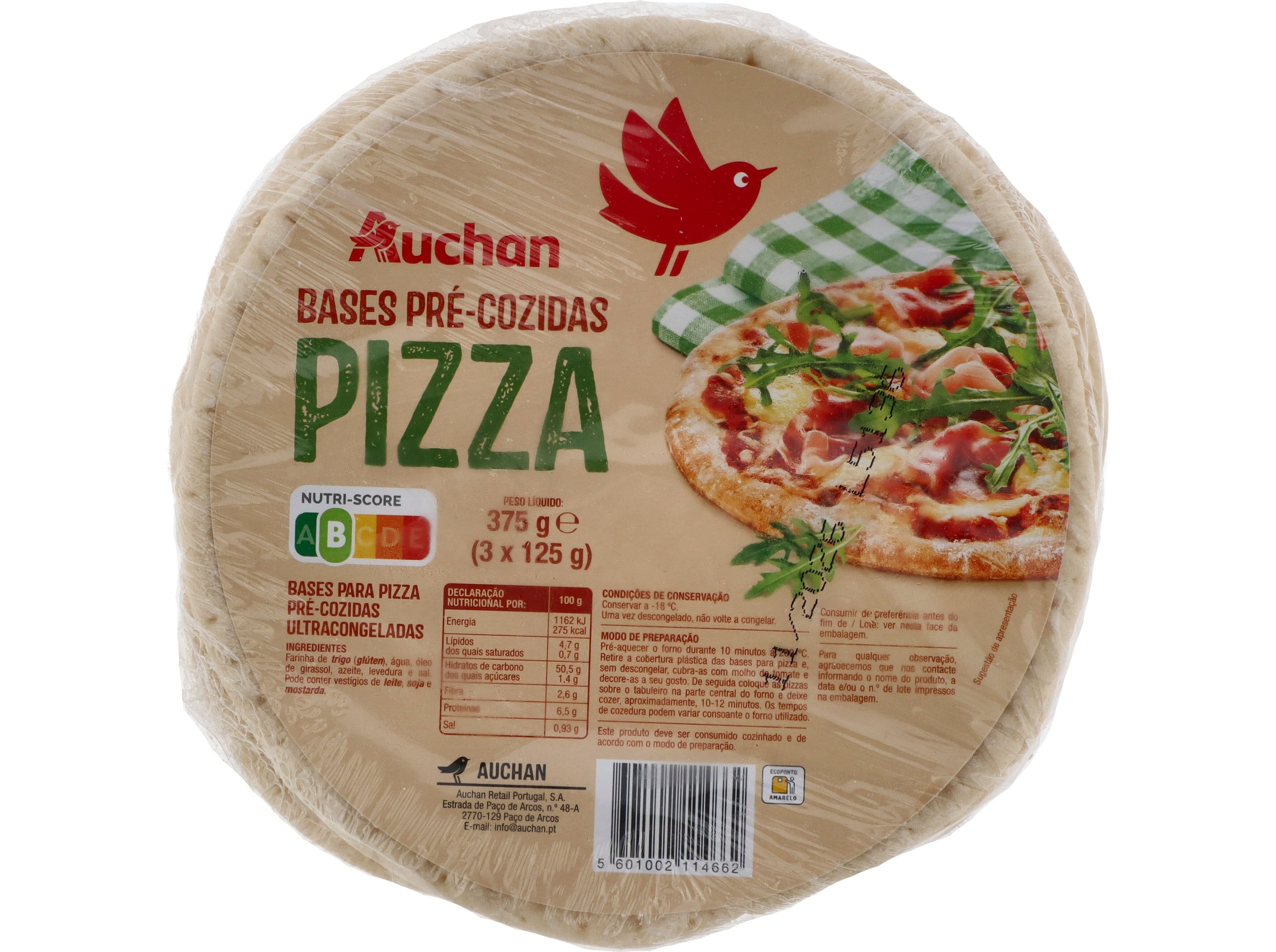 BASES PR&Eacute;-COZIDAS AUCHAN PIZZA 3UN 375G image number 0
