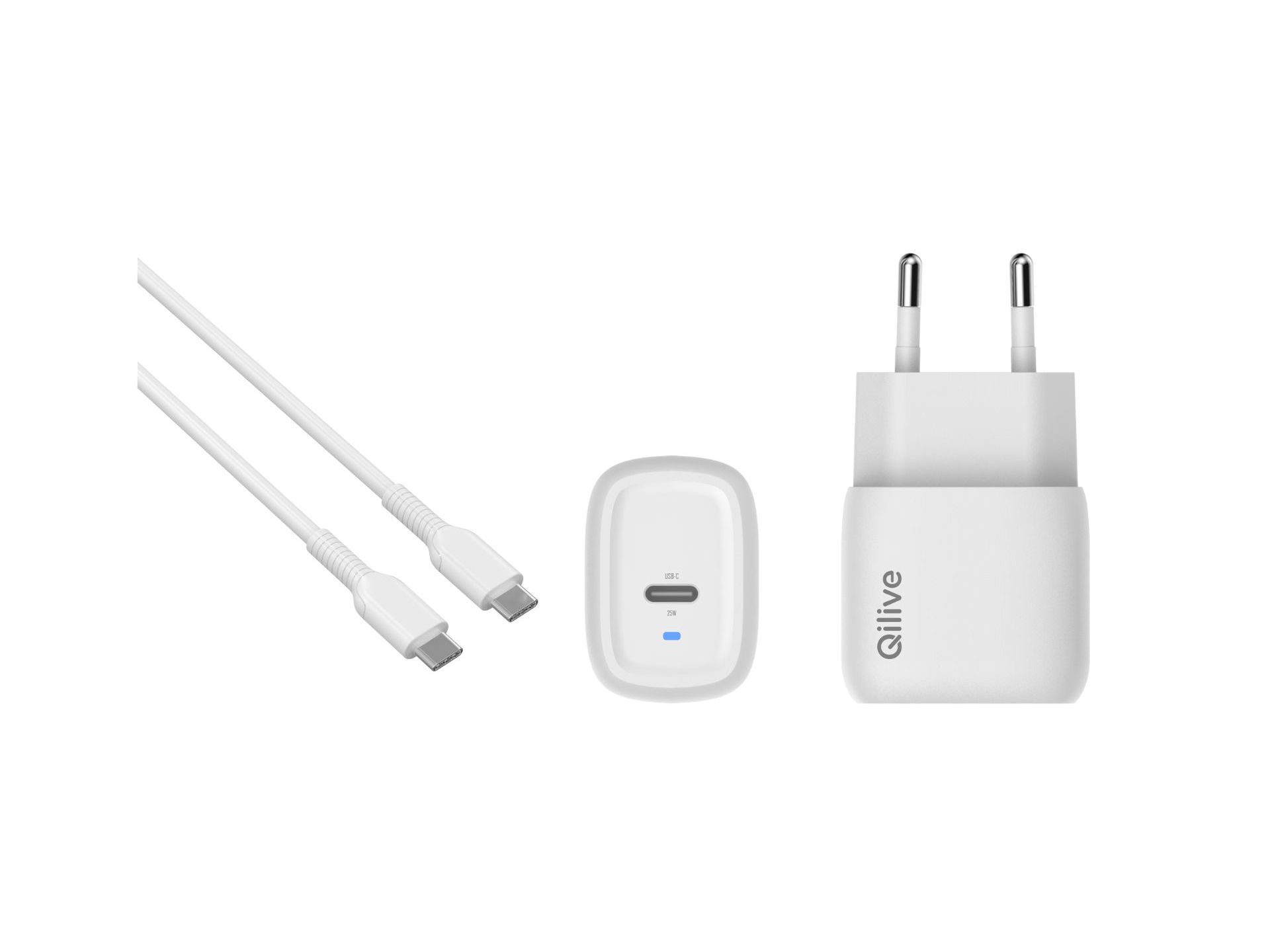 CARREGADOR 1 USBC 25W QILIVE 600183083 BRANCO CABO USBC-USB image number 0