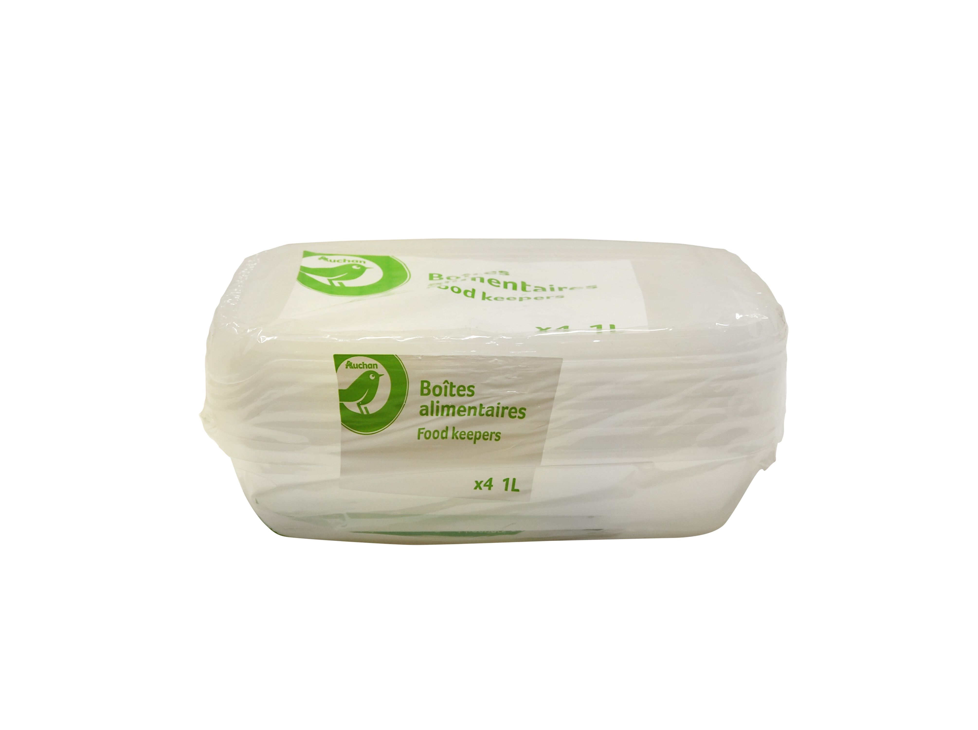 CONJUNTO 4 CAIXAS CONSERVA&Ccedil;&Atilde;O RETANGULARES AUCHAN ESSENCIAL PL&Aacute;STICO 1L image number 1