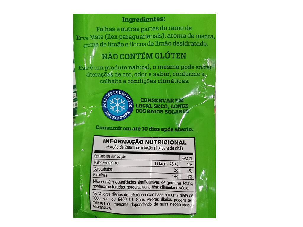 ERVA MATE BAR&Atilde;O SABOR MENTA E LIM&Atilde;O 500G image number 1