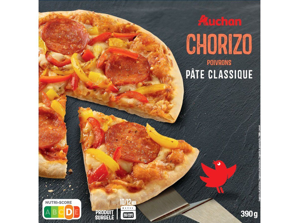 PIZZA AUCHAN MASSA CL&Aacute;SSICA CHOURI&Ccedil;O 390G