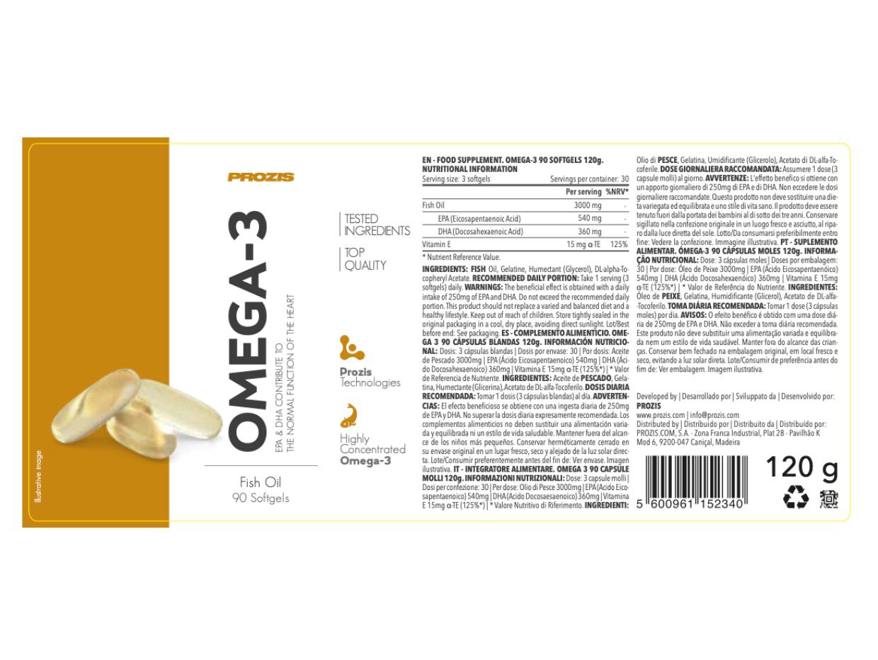 SUPLEMENTO PROZIS &Oacute;MEGA 3 90 CAPS MOLES image number 1