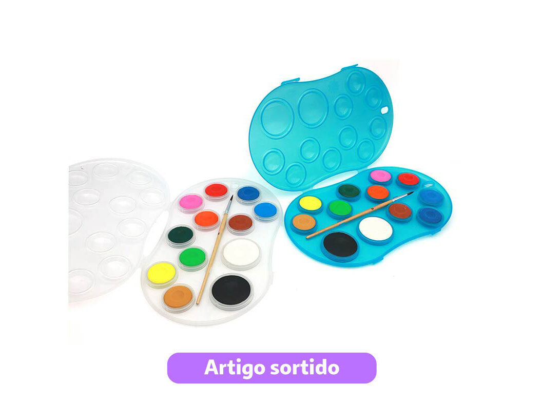 AGUARELA AUCHAN CAIXA 12 CORES COM PINCEL MODELOS SORTIDOS image number 1