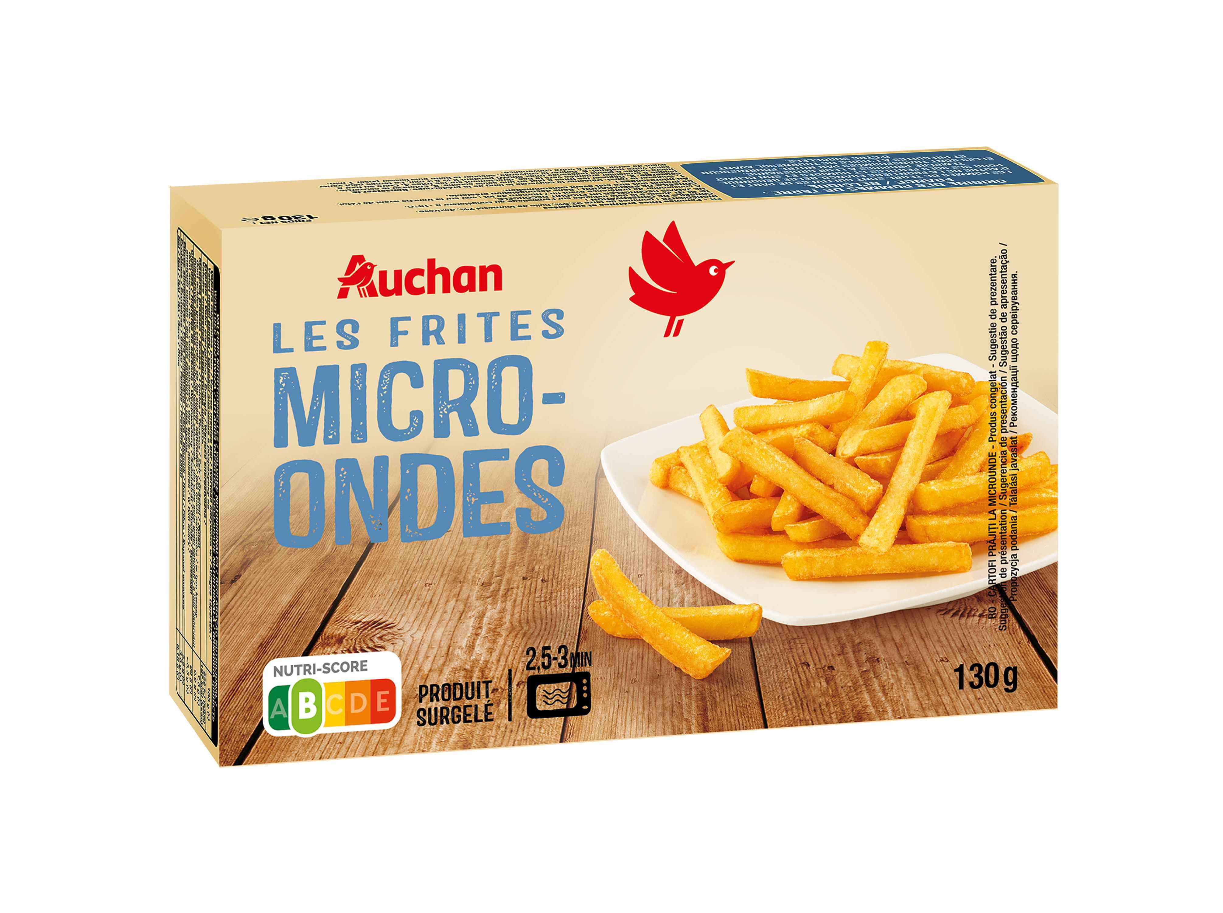 BATATAS AUCHAN PR&Eacute;-FRITAS PALITOS PARA MICROONDAS 130G image number 1