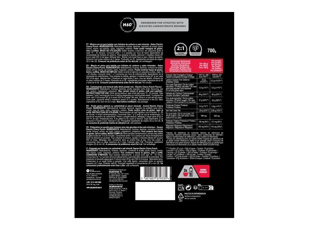 CHARGER GOLDNUTRITION HYDRATE H60 CEREJA 700G image number 1